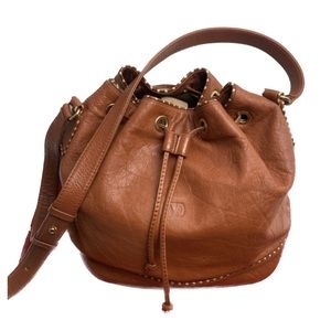 RARE Valentino Cognac Les Sacs Hobo Bucket Shoulder Bag